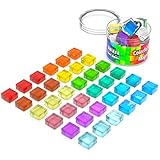 36 Mini Fridge Magnets Strong - Cute Office Magnets Decorative - Dry Erase Magnets for Whiteboard - Colored Glass Magnet Set - Small Refrigerator Magnets Kitchen - Colorful Tiny Squre Magnets 15mm