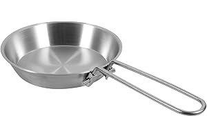 Cabilock 304 Stainless Steel Mini Frying Pan with Folding Handle, Nonstick Egg Skillet for Camping and Kitchen Use, 12Cm Port
