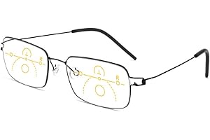 Progressive Multifocus Glasses Anti Blue Light Reading Glasses Computer Eyeglasses for Women Men 1.0 Black