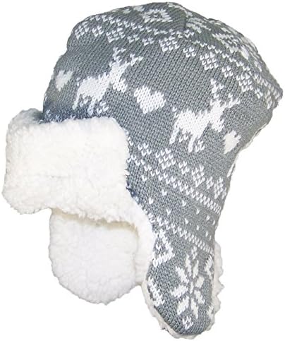 Gold Medal Kids Jacquard Russian Fleeced Lined Ear Flap Hat (One Size) - Gray/White