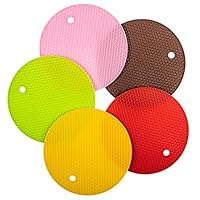 Agole Extra Thick Silicone Trivet Mat, Hot Pads Non-Slip Silicone Insulation Mat for Home Use (Mixed Color, 5pcs)