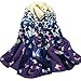 Datework Women Butterflys Printed Flower Soft Chiffon Summer Cooling Neck Shawl Scarves (Navy)