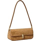 NPJGKY Shoulder Bag with Lock Buckle, Medium Size,Shoulder Bag Underarm Purse (Suede Brown)