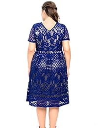 Chicwe Vestido de encaje floral con forro para mujer, largo hasta la rodilla, estilo informal, para cóctel, fiesta