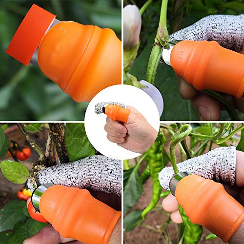 【New Upgrade】Garden Cut-proof Silicone Thumb Knife Universal Size, Garden Fruit and Vegetable Picker Tools, Gardening Gifts Harvesting Plant Knife Trim, Anti-cut Finger Cover Safe Your Finger - 2 Set - Thumbnail 5