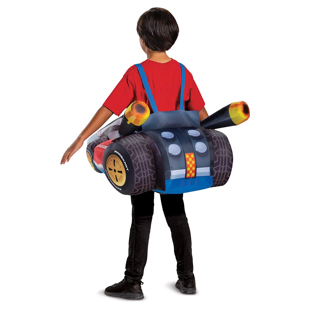 Disguise Super Mario Costume, Inflatable Nintendo Mario Kart Boys Outfit, Fan Operated Expandable Character Blow Up Suit Red & Blue, Childrens Size