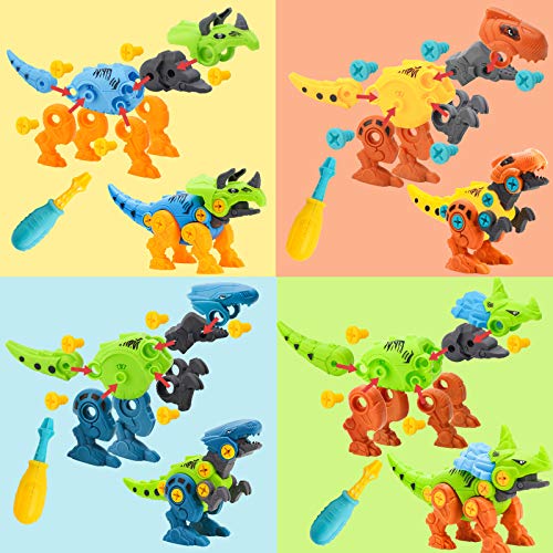 3 otters Take Apart Dinosaur Toy, STEM Toys for Kids Dinosaur Building Blocks 4PCS STEM Dinosaur Toys Educational Gifts for Boys Birls