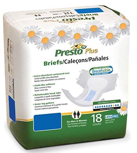 Presto Plus Breathable Briefs, Large, 72 Per Case