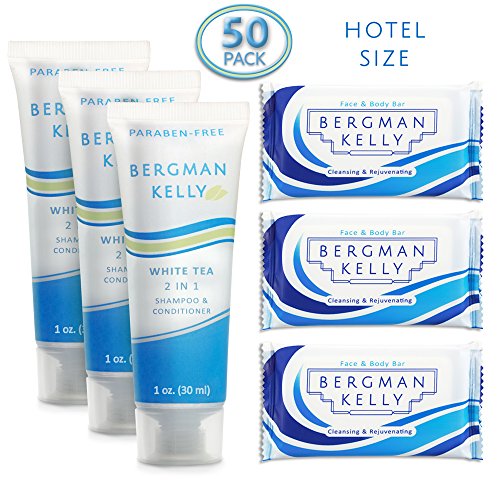 BERGMAN KELLY Soap Bars plus 2in1 Shampoo Conditioner Bottles Travel Standard Hotel 1.0 Fl Oz 50 Pack 100 Total Units