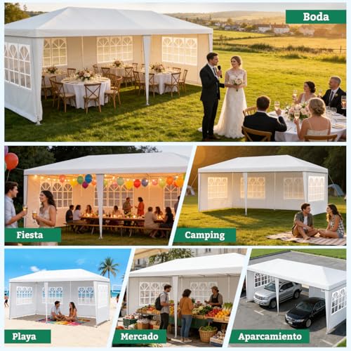 KOZFULE Toldo 3x6 m Carpas para Exteriores con Paredes Jardín Carpa-Contiene 50 Globos, Plegable Toldo para Playa Carpa Toldo para Auto, Ideal para Jardines y Exteriores y Boda y Fiesta