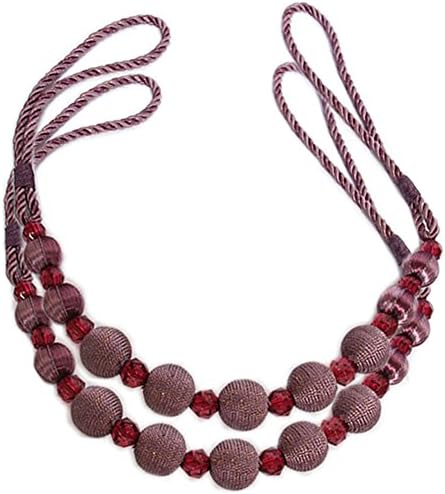 EleCharm Trendy Rayon Bead Curtain Rope Crystal Bead Drape Curtain Tieback Long 35" (Purple)