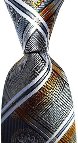 Xiessi Men's Tie Necktie Wedding Paisley JACQUARD WOVEN Party Classic Microfiber (One Size, Grey&amp;Brown)