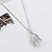 Vktech 18K White Gold Plated Two Dolphins Form a Circle Crystal Pendant Necklace