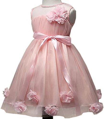 Wgwioo Flower Girls Dress Kids Clothes Princess Multi Layers Tulle Wedding Pageant Bridesmaid Christening Sleeveless Formal Children Skirt Birthday Party Gown Solid Color