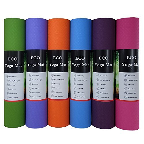 All-Purpose Eco-friendly TPE Non slip, Non Toxic, Latex Free, PVC Free Mat with a Bag (Violet)