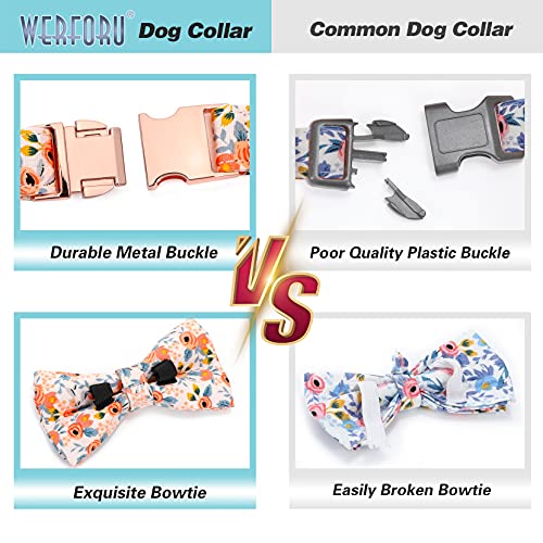 Bunt Hundehalsband mit Schleife, Süße Hundehalsbänder Geeignet für Kleine/Mittelgroße/Große Hunde und Katzen, Bequemes und Verstellbares Hundehalsband, Orange XS