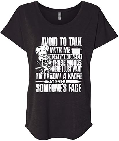 IOWASTORE I Just Want to Throw A Kife T Shirt, Cool Chef T Shirt - Ladies' Triblend (L, Black)