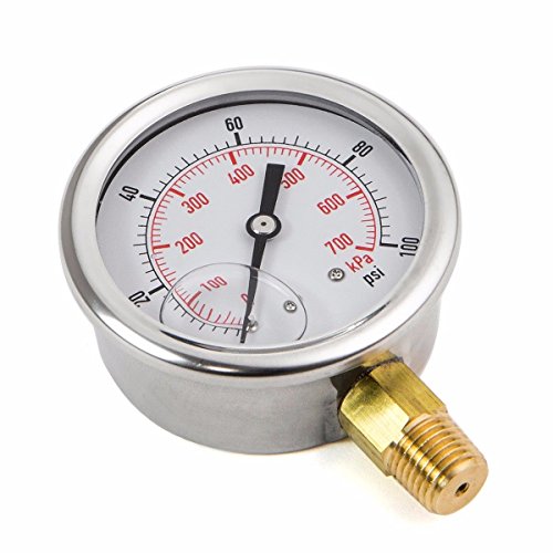 Seenshop51 Water Pressure Gauge 0-100 PSI Pool Spa Filter Side Mount 1/4" inch Pipe Thread