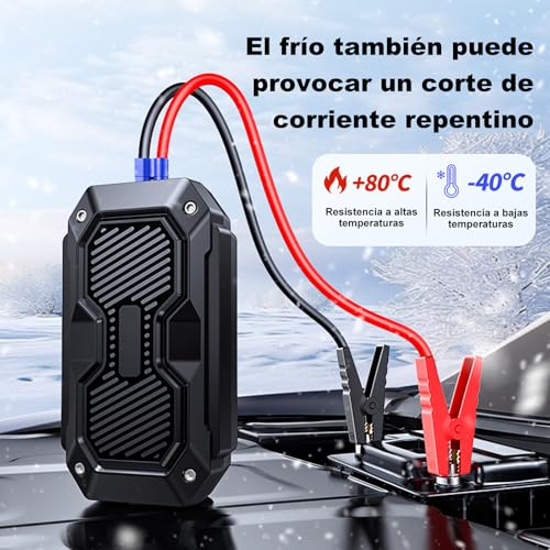 Arrancador de Batería de Coche, 12V Arrancador de Bateria de Auto Portátil, Cargador de Batería de Auto para Motores de Gasolina de 6,0L y Motores Diésel de 4,0L, Jump Starter Para Automóvil Moto etc