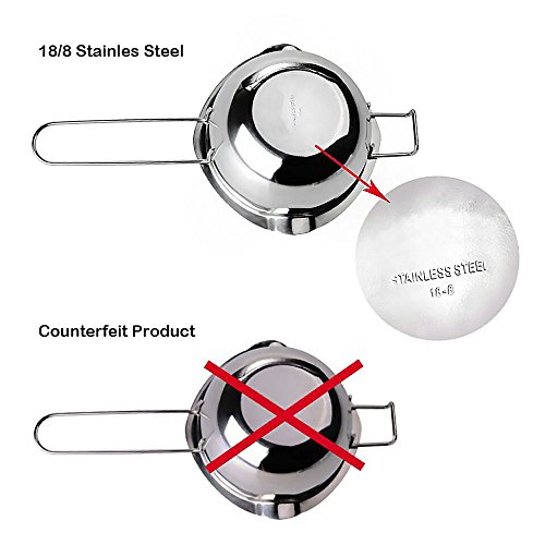 7TECH Stainless Steel Universal Melting Pot,Universal Double Boiler Insert,Double Spouts&Flat Bottom, Heat-resistant Handle, Melting Pot for Chocolate Butter Carame.(18/8 Steel) - Thumbnail 3