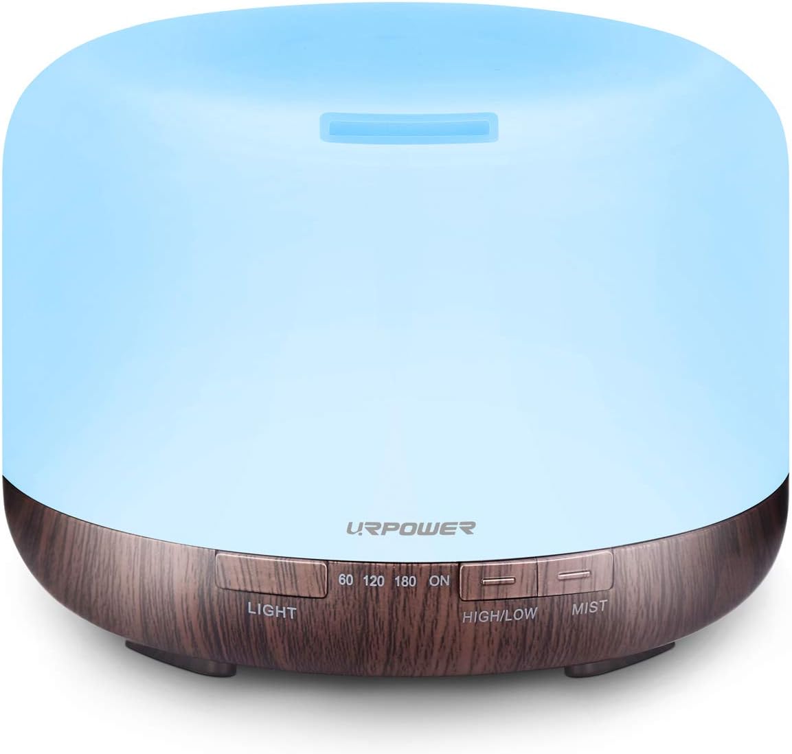 URPOWER 500ml Essential Oil Diffuser 5 in 1 Ultrasonic Aromatherapy Diffusers for Essential Oils Humidifier with Adjustable Mist Mode/4 Timer Settings and Waterless Auto Shut-Off for Large Room Yoga.