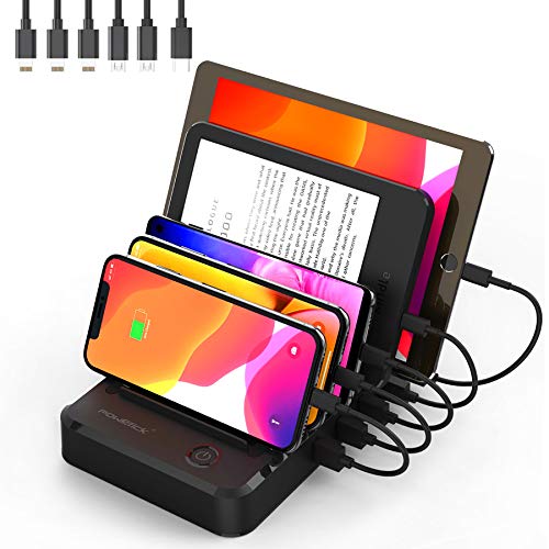 Charging Station for Multiple Devices with 6 Mixed Charging Cables