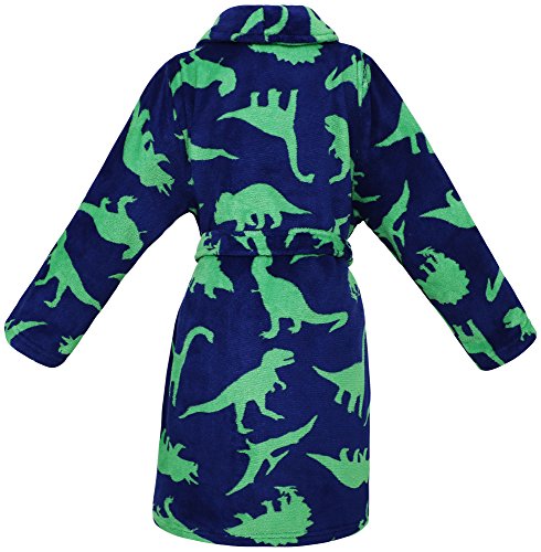 Simplicity Kid's Soft Dinosure Printed Fleece Kimono Robe Bathrobe, Dinosure,M
