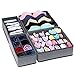Onlyeasy Closet Underwear Organizer Drawer Divider, Set of 4 Foldable Cloth Storage Boxes Bins, Under Bed Organizer for Bras Socks Panties Ties, Linen-like Gray, MXDSS4P