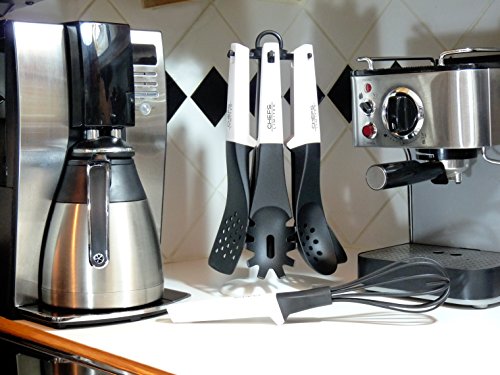Kitchen Utensils, 6 Piece Cooking Utensil Set With Holder, Bold Modern Kitchen Utensil Set With Floating Heads - Thumbnail 3