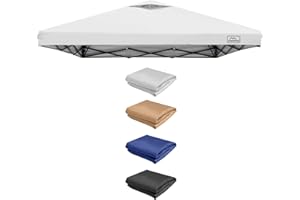 KAMPKEEPER Replacement Top Pop Up Canopy Tent Cover Roof with Air Vent and Adjustable Elastic Strap, Polyester UV Waterproof for Outdoor Garden Patio Sun Shade(Top Only) (White, 8x8FT)