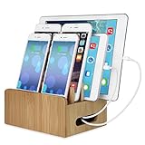 Bamboo Multi Device Charging Station, Detachable Universal Multi-Port USB Dock & Organizer made of Eco-Friendly Bamboo – by Wasserstein