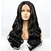vvBing Half Hand Tied Synthetic Lace Front Wigs Body Wave Long Hair Heat Resistant Fibers Glueless 250% Density Nature Hairline with Baby Hair 24inch Lace Front Wig Color Black