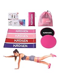 Hurdilen Resistance Loop Bands with Exercise Sliders,Resistance Exercise Bands for Home Fitness,Crossfit, Stretching,Strength Training