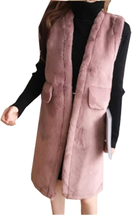 Amazon グードコ 毛皮ベスト レディース ロングコート フェイクファー ベスト チョッキ アウタ 裏起毛 上着 ふんわり 暖かい 防寒 冬服 ピンクf ベスト 通販