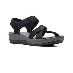 Clarks Women's Ankle-Strap Wedge Sandal, Black, 10.5