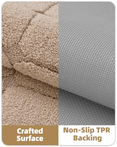 Color&Geometry Beige Bathroom Rugs Non Slip Washable 44x76 cm, Luxury Absorbent Bath Mats for Bathroom Floor, Sink, Bathtub, Thick Soft Shower Mat Outside Shower
