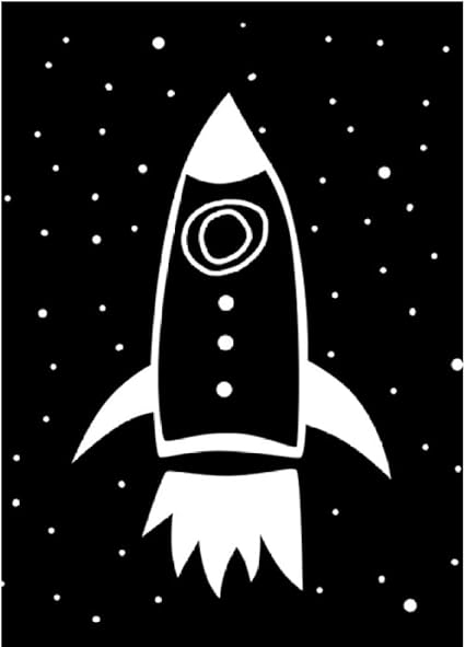 Dibujos Animados Negro Blanco Coche Cohete Ojo Luna Arte De La Pared Pintura De La Lona Nordic Posters And Prints Pop Art Wall Pictures Kids Room Decor A 40 50 Cm