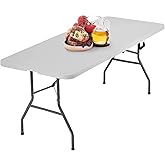 BestOffice | 6FT Folding Table | White | Portable Plastic Table | with Carry Handle | Waterproof &amp; Foldable Table Design | Steel Frame with Lock | for Events, Camping, Indoor &amp; Outdoor Use