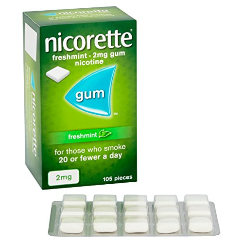 Nicorette Freshmint Chewing Gum, 2 mg, 105 Pieces (Stop Smoking Aid