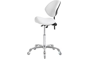 FRNIAMC Hydraulic Saddle Rolling Adjustable, Heavy-Duty (350 lbs) Stool Chair for Beauty Salon Massage Dental Clinic Home Office Use(White, Updated to Soft Wheels)
