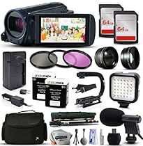 Canon VIXIA HF R82 HFR82 HD Camcorder Video Camera + 128GB Memory + Travel Charger + 3 Filters + 2 Batteries + Opteka X-Grip + LED Light + Microphone + Monopod + Large Case + Dust Cleaning Kit + More