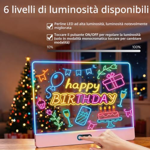Rechargeable LED Drawing Board for Children with RGB Lights, Large Acrylic Light Mat 35 x 26 cm, 8 Static Colours & 3 Dynamic Modes, Hidden Support for Tracing and Art, Pink