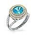 Bling Jewelry Gold Plated Silver Simulated Aquamarine CZ Double Cable Ring