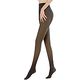 OEAK Womens Fleece Lined Tights Fake Translucent Pantyhose Thermal Opaque High Waisted Warm Legging Pants Footed Sheer Tights 300g Fake Translucent Black XXL
