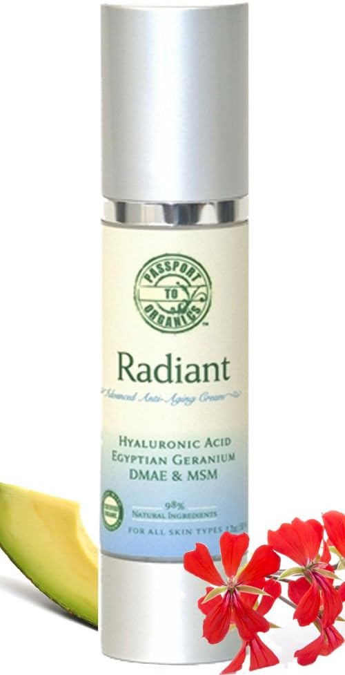 Organic Radiant Advanced Anti-Aging Cream with Egyptian Geranium, DMAE, MSM, Paraben Free