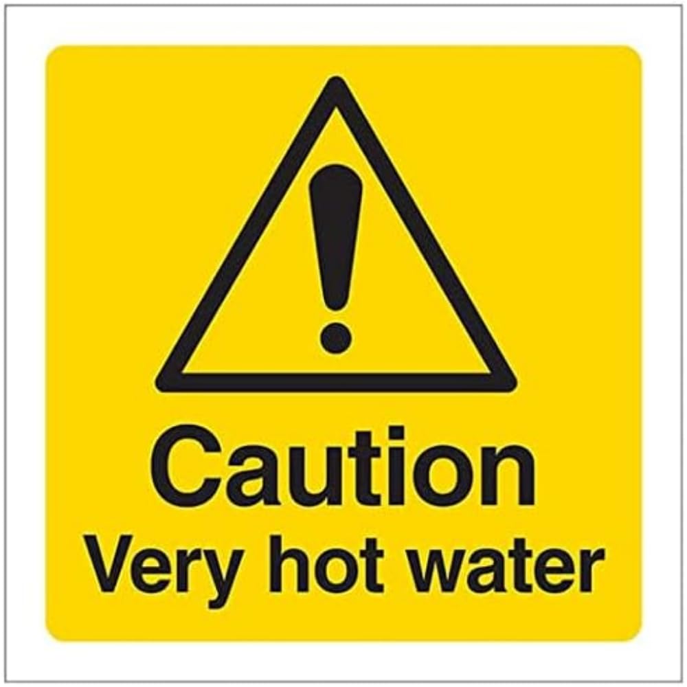 V Safety Eco Friendly Warning Temperature - Caution Very Hot Water - 200 x 200 mm Safety Sign