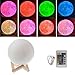3D 5.9 inches Printing Moon Lamp Globe 16 Colors with Wood Stand Base Dimmable Touch Control and Remote Control USB Rechargeable Lunar Night Light Glowing Realistic Light Creations