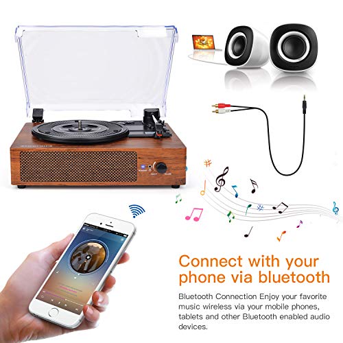 Record Player Turntable Vinyl Player 3 Speed Belt Driven with Stereo