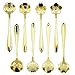 ERCRYSTO Stainless Steel Tableware Creative Flower Coffee Spoon, Stirring Spoon, Sugar Spoon, Mixing Spoon, Tea Spoon, Ice Cream Spoon, 8 Different Patterns in 1 Set, Color Golden