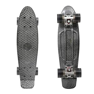 Playshion Complete 22 Inch Mini Cruiser Skateboard for Beginner with Sturdy Deck Black Carbon